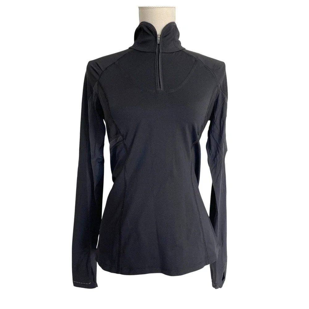 Lululemon‎ Black Half Zip Activewear Pullover Top Stretchy Running Performance